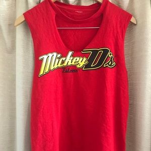 🌵Red Vintage Tee, Mickey D’s Graphic w/ Cutout
